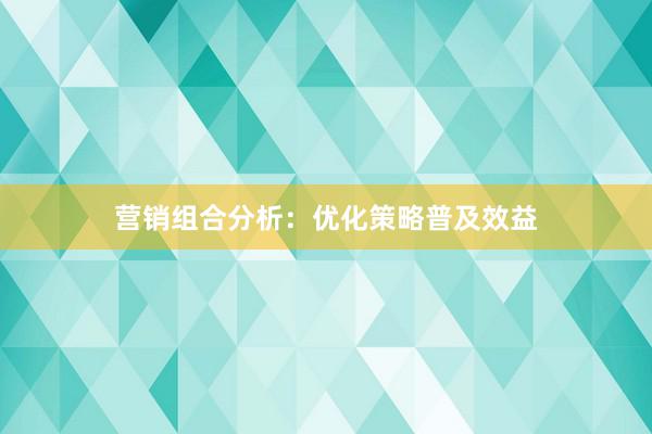 营销组合分析:优化策略普及效益